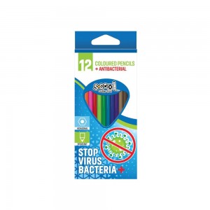 Creioane color, antibacteriale, 12 cul/set - S-COOL