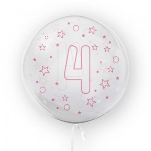 Balon transparent, 45 cm - cifra 4, fete - TUBAN