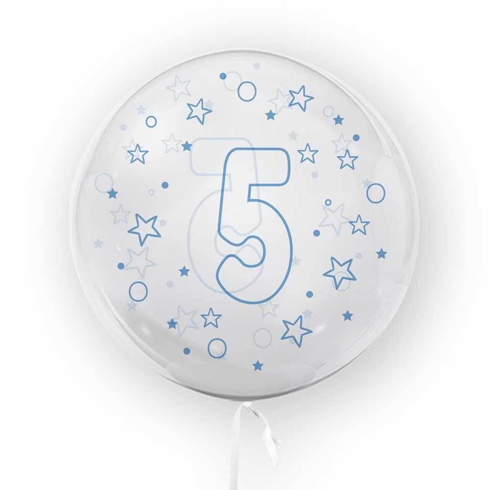 Balon transparent, 45 cm - cifra 5, baieti - TUBAN