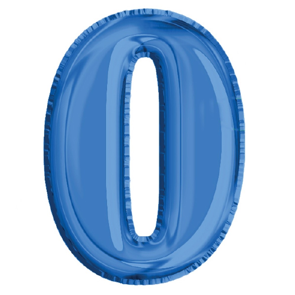 Balon, folie aluminiu, albastru, cifra 0, 40 cm
