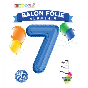 Balon, folie aluminiu, albastru, cifra 7, 40 cm