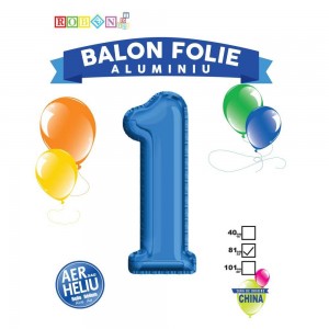 Balon, folie aluminiu, albastru, cifra 1, 81 cm