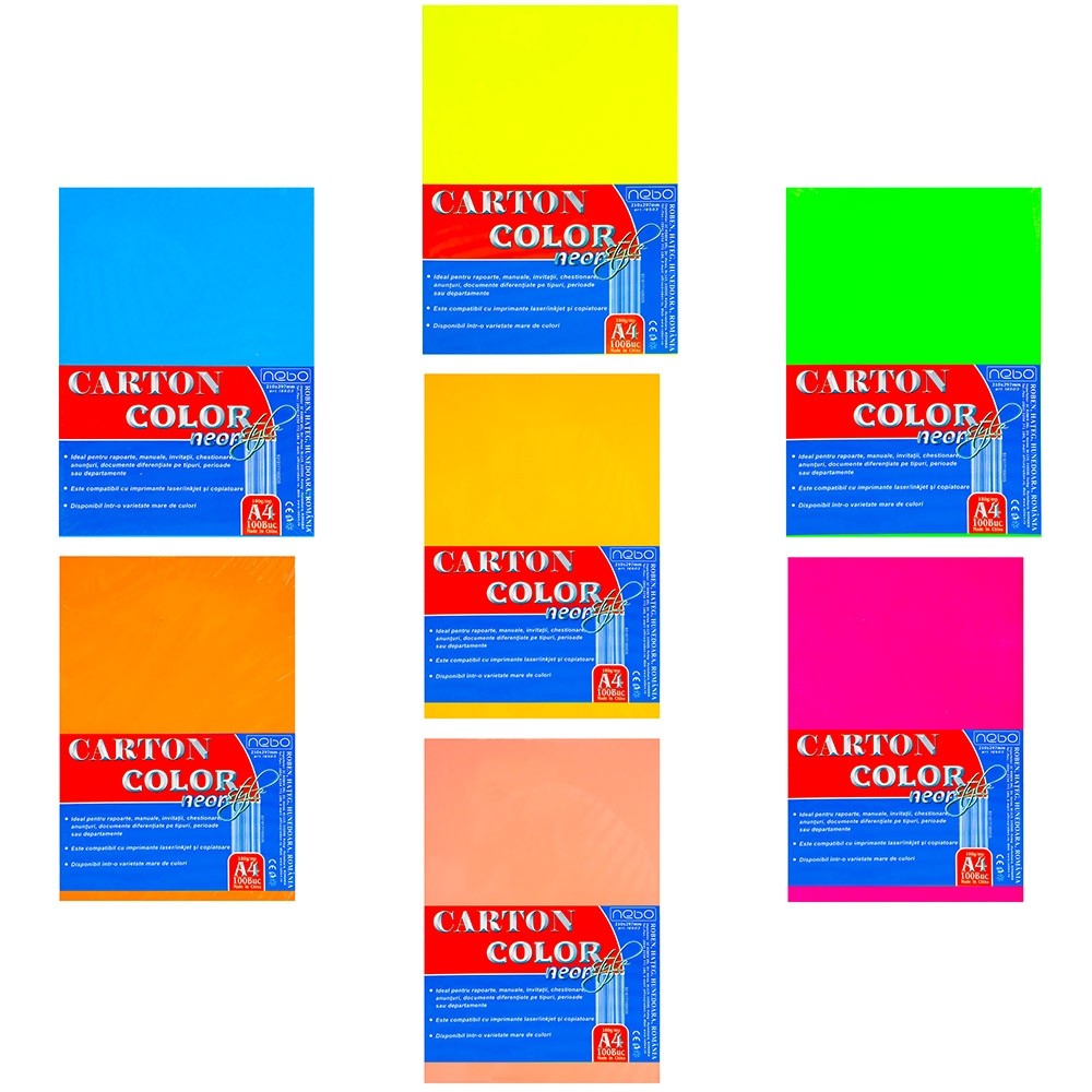Carton color A4 180g NEON Set 100 - NEBO