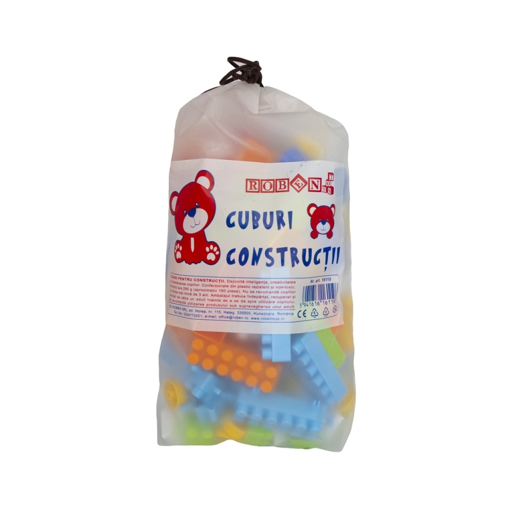 Cuburi constructii ambalaj mic, 160 piese/285g - robentoys