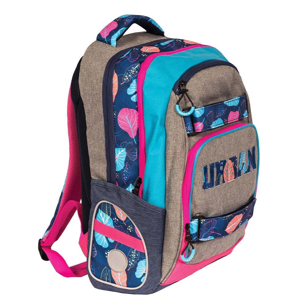 Ghiozdan anatomic, compartiment laptop, URBAN, 46x31x16 cm, FLOWERS - S-COOL