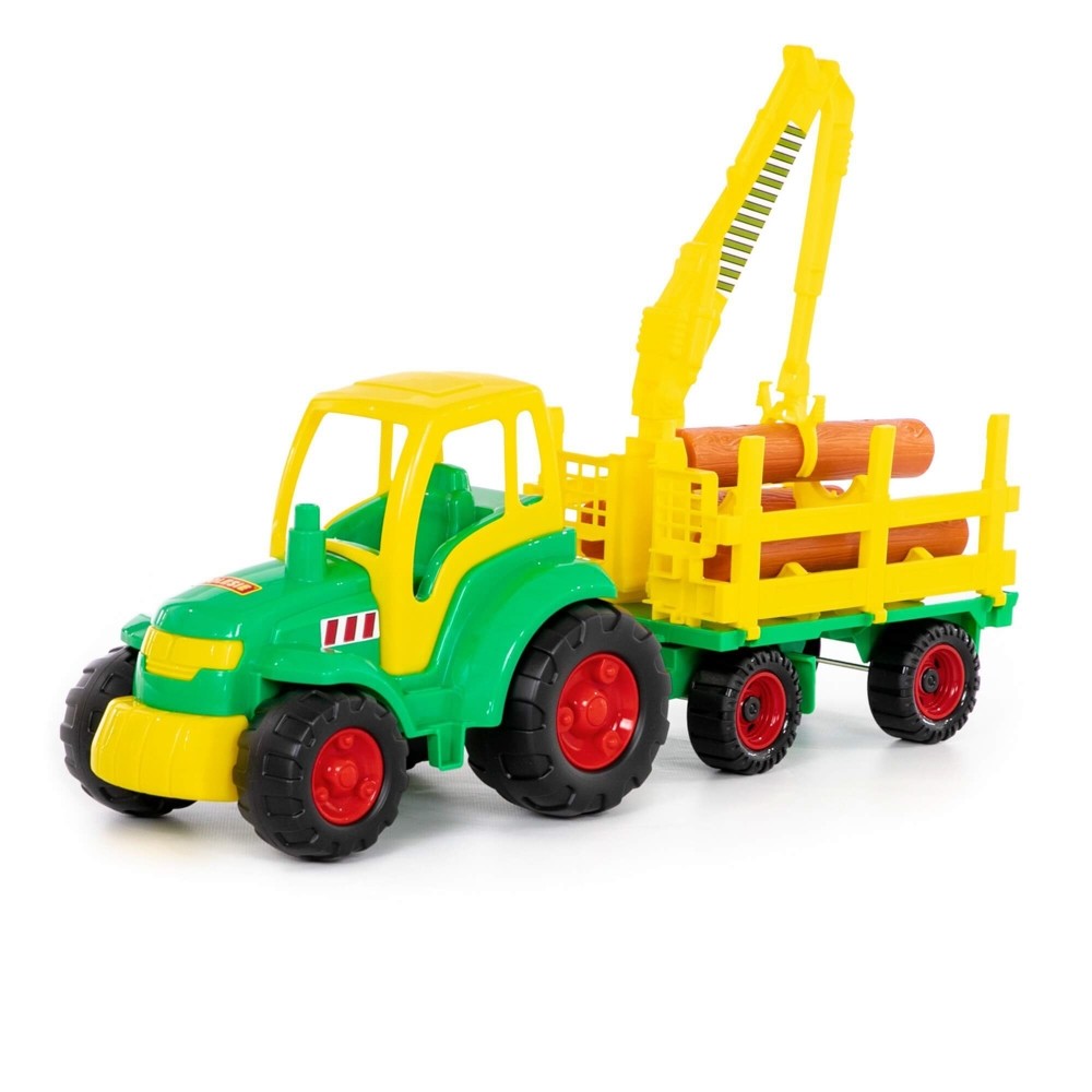 Tractor cu remorca lemne - Champion, 68x22x26 cm, Polesie
