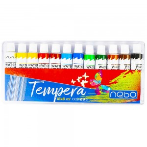 Tempera 6 ml, 12 culori/cutie - NEBO