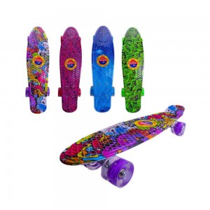 Placa skateboard, roti silicon, led, Grafitti