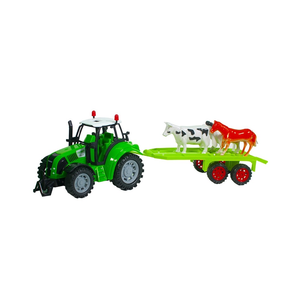 Tractor cu remorca + animale, lumina/sunet
