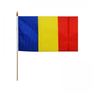 Steag panza, cu suport de lemn, Romania, 30x45 cm
