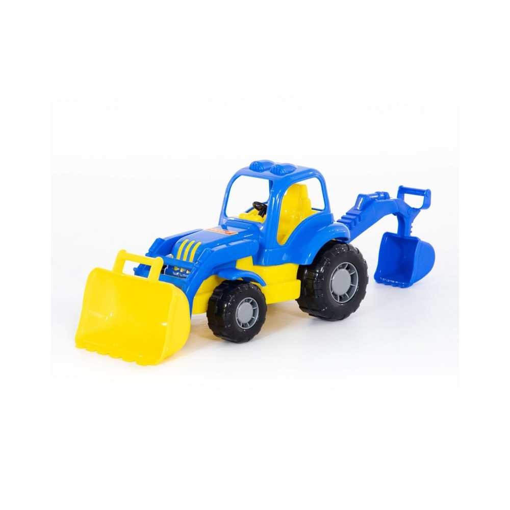 Tractor cu incarcator si excavator - Hardy, 28x13x16 cm, Pol