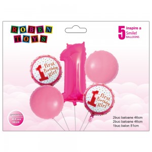 Balon, folie aluminiu, First birthday girl