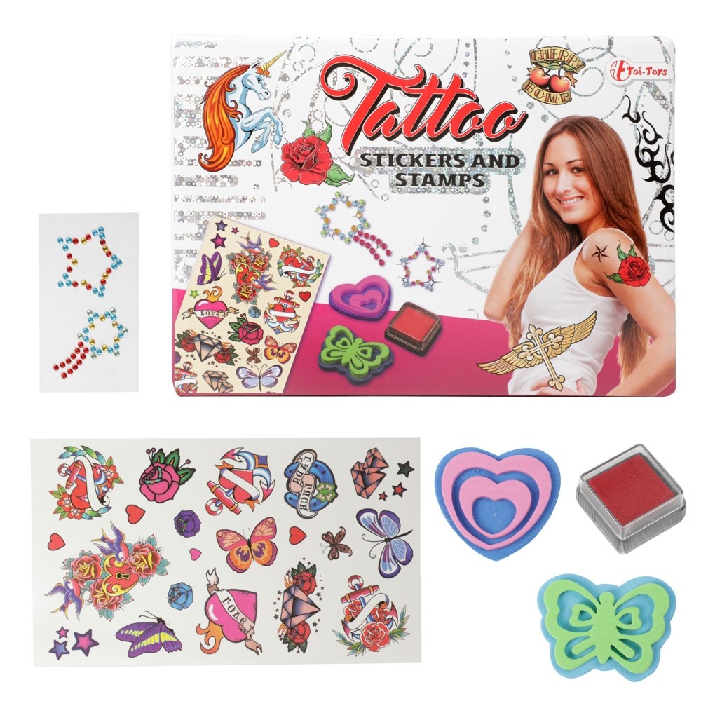 Set tatuaje cu sclipici si stampile - Toi-Toys