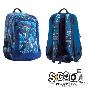 Ghiozdan compartiment laptop, BLUE MILITARY, 43x27x15cm - S-COOL