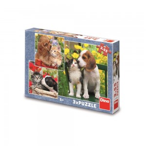Puzzle Animale, 3x55 piese - DINO TOYS