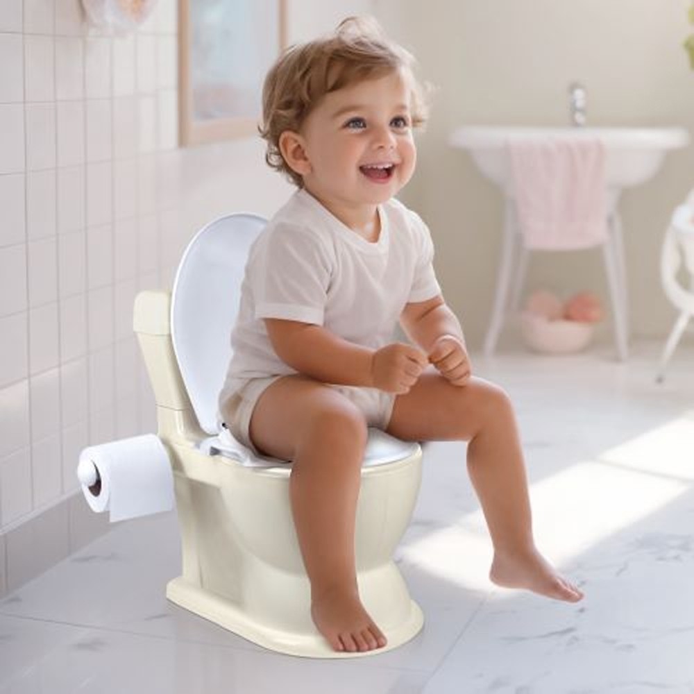 Olita tip WC, cu sunet, XL, 2 in 1, Bej - DOLU