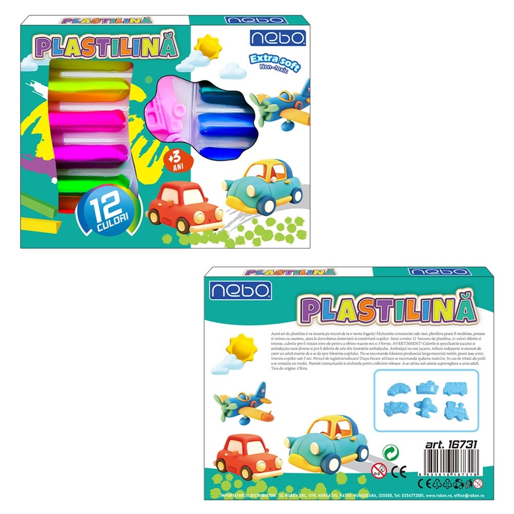 Plastilina 12 culori + forme - NEBO