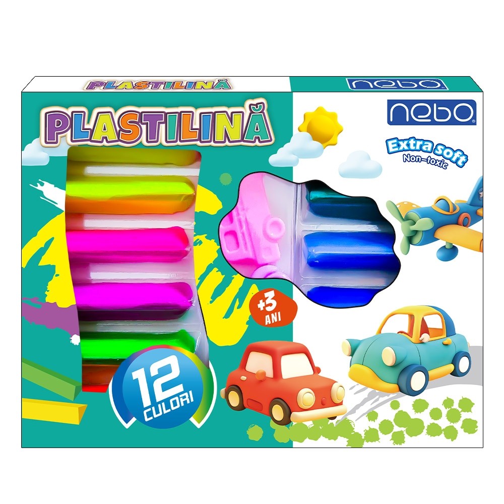 Plastilina 12 culori + forme - NEBO