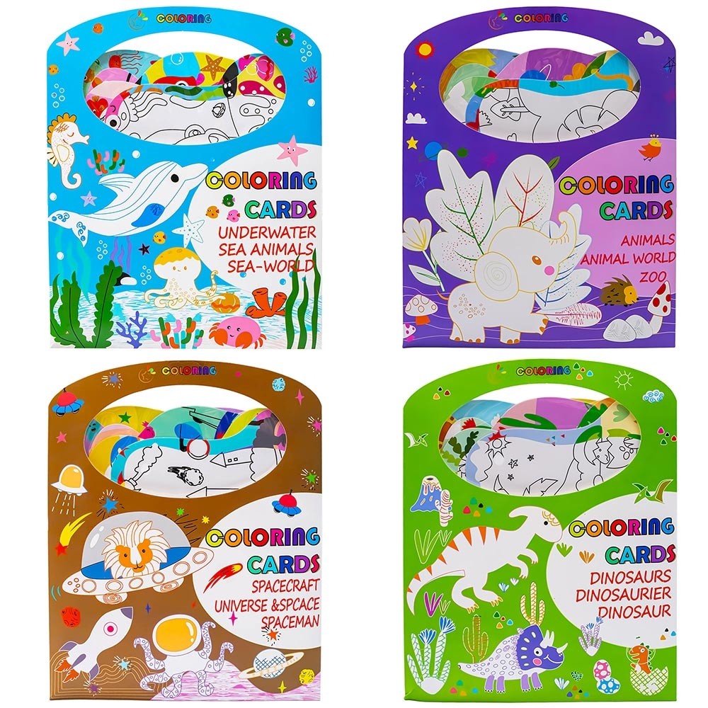 Cartonase de colorat, cu animale, 6 buc/set