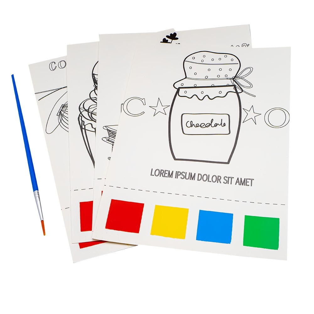 Cartonase de pictat cu apa, 4 buc/set