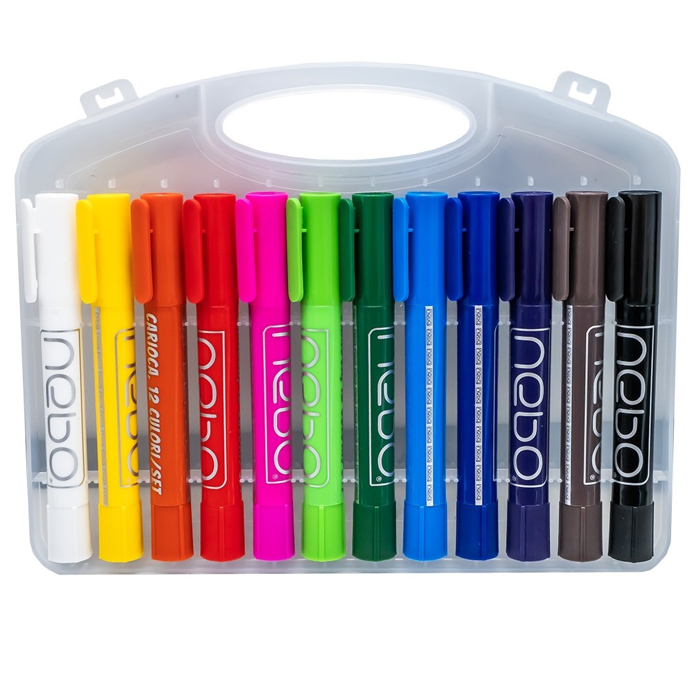 Creioane cerate, retractabile, 12 culori/set - NEBO