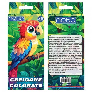 Creioane color, hexagonale, 24 culori - NEBO
