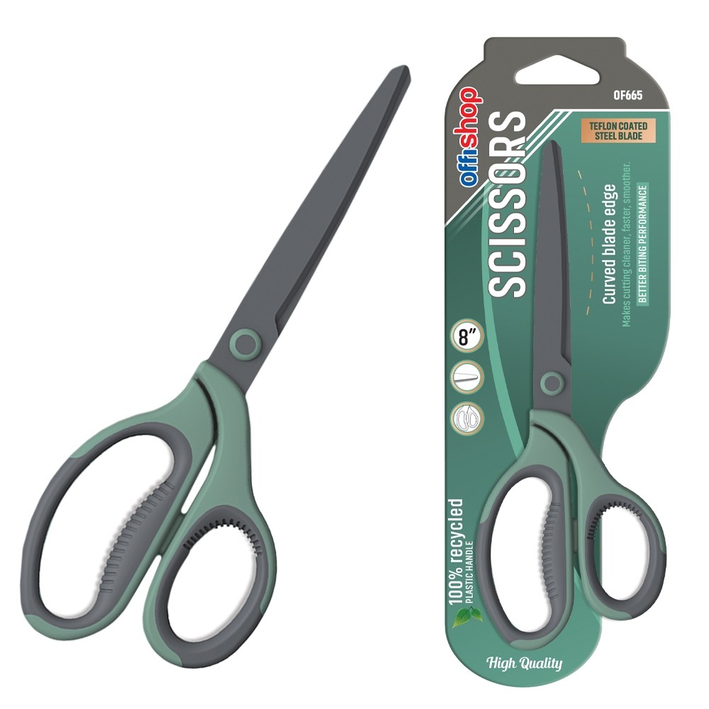 Foarfeca birou, maner plastic, suprafata teflonata, 21 cm - OFFISHOP
