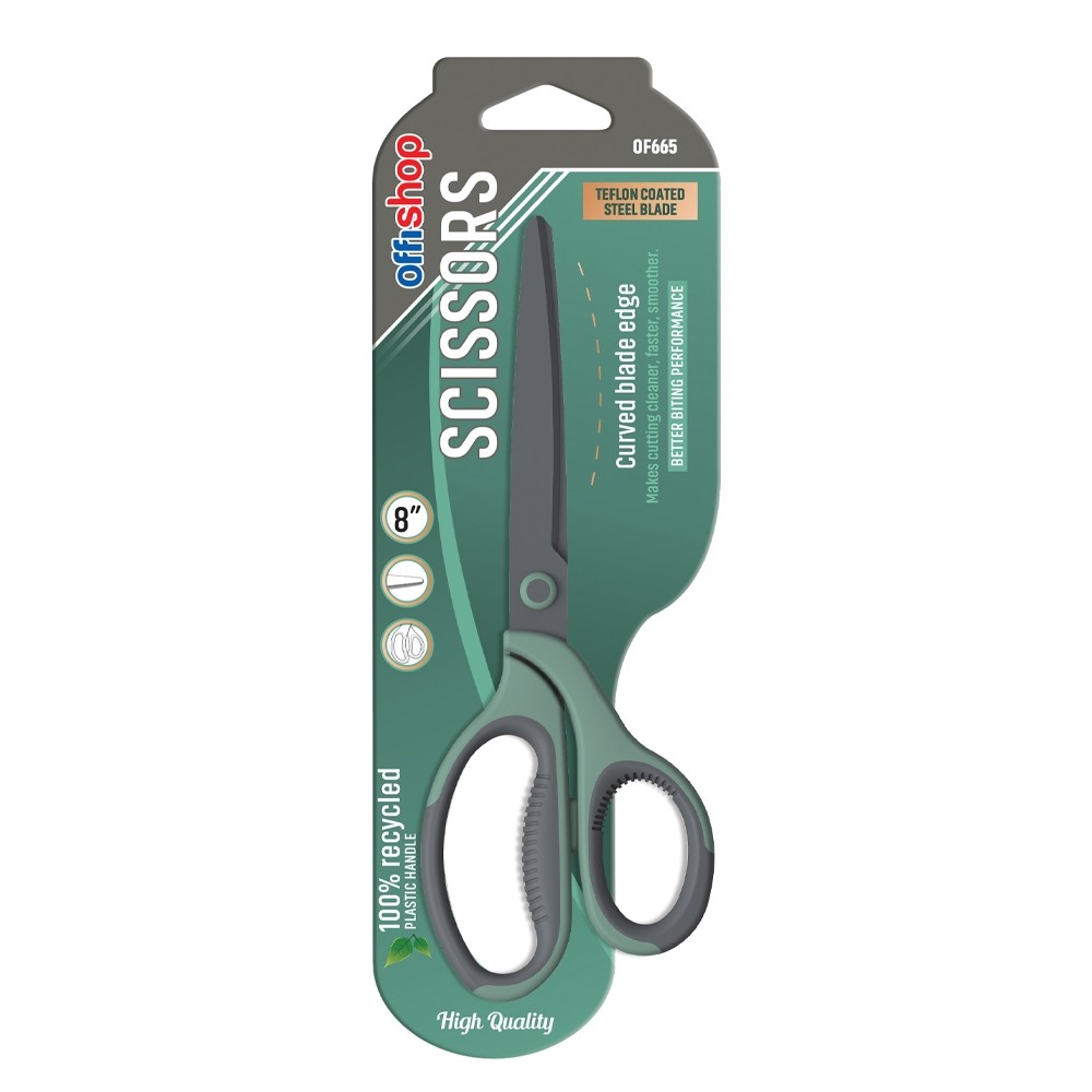 Foarfeca birou, maner plastic, suprafata teflonata, 21 cm - OFFISHOP