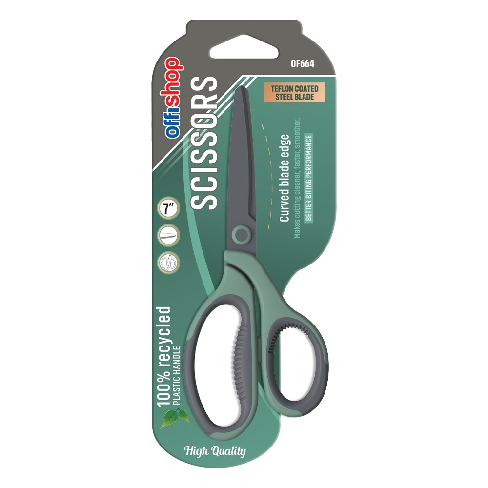Foarfeca birou, maner plastic, suprafata teflonata, 18 cm - OFFISHOP