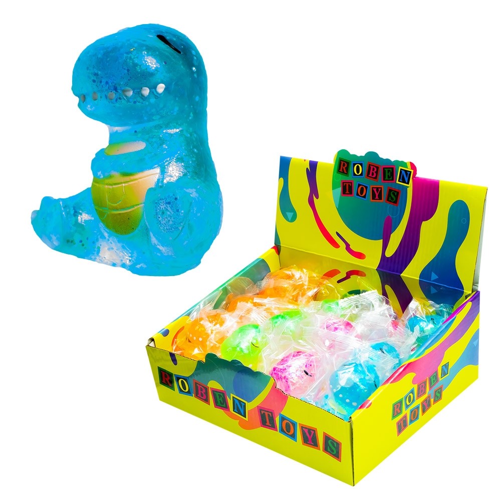 Jucarie Squeezy, Dinozaur Jelly Glitter - ROBENTOYS
