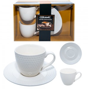 Set Cafea, din ceramica: 2 cesti + 2 farfurioare