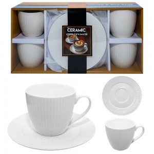 Set Cafea, din ceramica: 4 cesti + 4 farfurioare