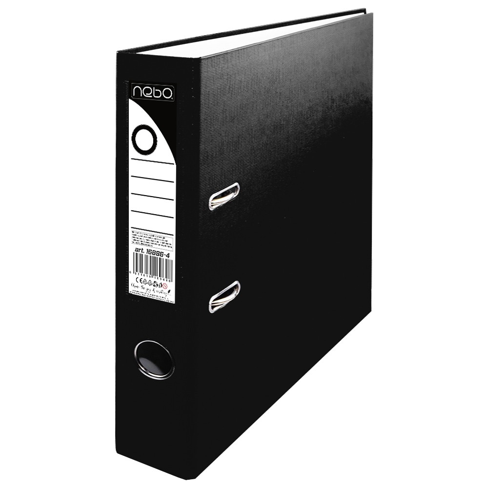 Biblioraft plastifiat, negru, 7.5 cm - NEBO