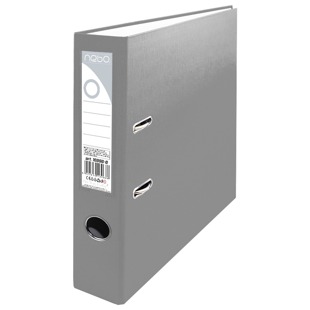 Biblioraft plastifiat, gri, 7.5 cm - NEBO