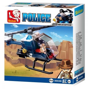 Set de constructie Police, 87 piese, Elicopterul politiei - Sluban
