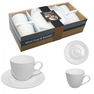 Set cafea din ceramica: 4 cesti + 4 farfurioare