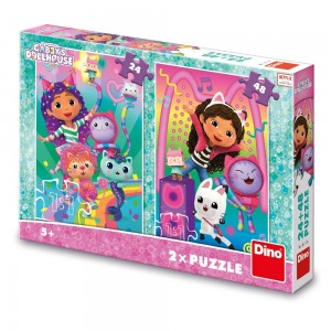 Puzzle 24+48 piese, Gabby: Disco party - DINO TOYS