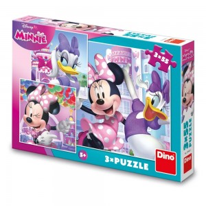 Puzzle 3x55 piese, Minnie & Daisy - DINO TOYS