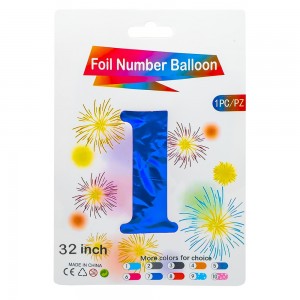 Balon, folie aluminiu, Albastru, cifra 1, 81 cm