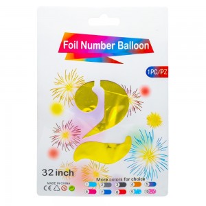 Balon, folie aluminiu, Auriu, cifra 2, 81 cm