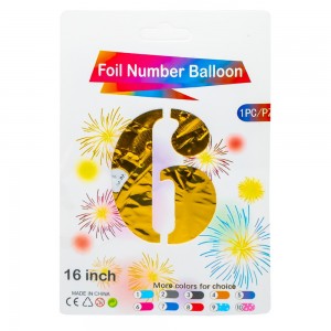 Balon, folie aluminiu, Auriu, cifra 6, 40 cm
