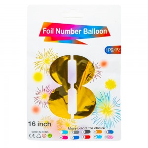 Balon, folie aluminiu, Auriu, cifra 8, 40 cm