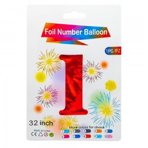 Balon, folie aluminiu, Rosu, cifra 1, 81 cm