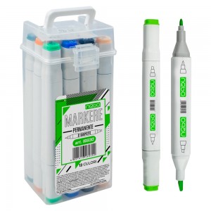 Marker permanent, cu 2 capete, 12 buc/set - NEBO
