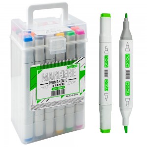 Marker permanent, cu 2 capete, 24 buc/set - NEBO