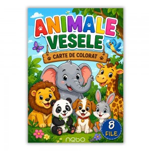Carte de colorat A4, 8 file, Animale vesele - NEBO