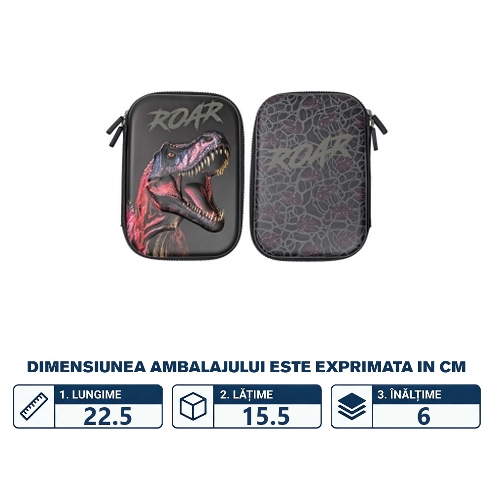 Penar neechipat 3D, 1 fermoar, 22.5x15.5x6 cm, ROAR - S-COOL