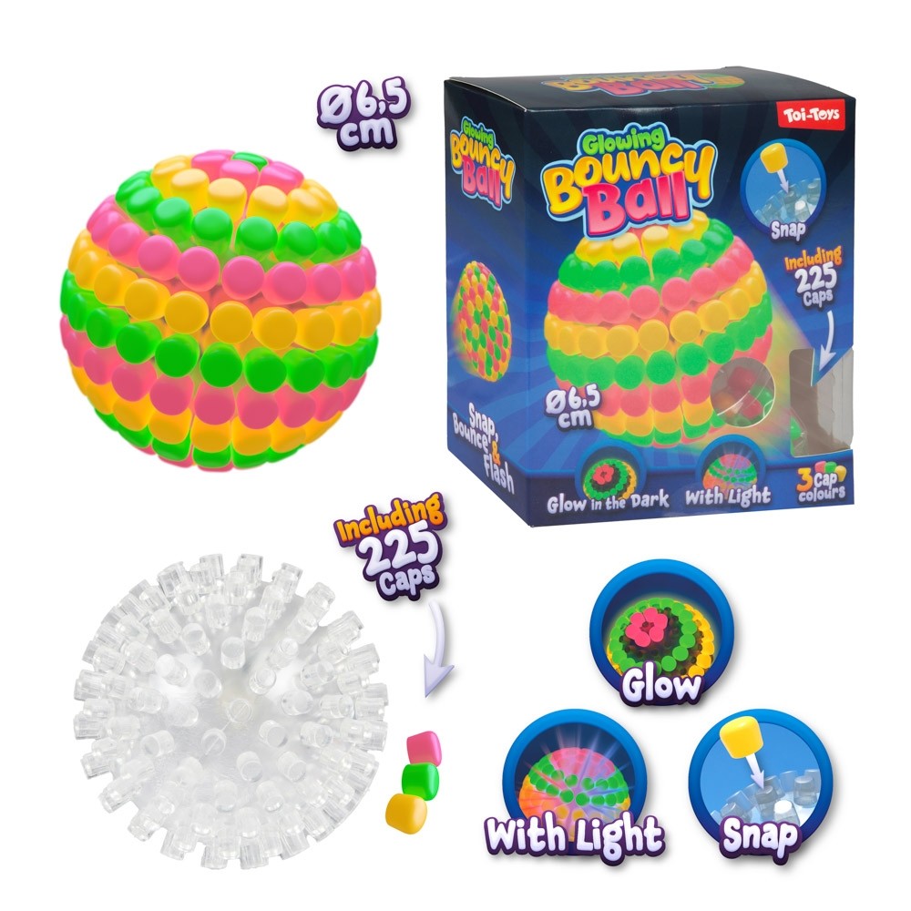 Minge saltareata, fosforescenta, cu led, 6.5 cm - Toi-Toys