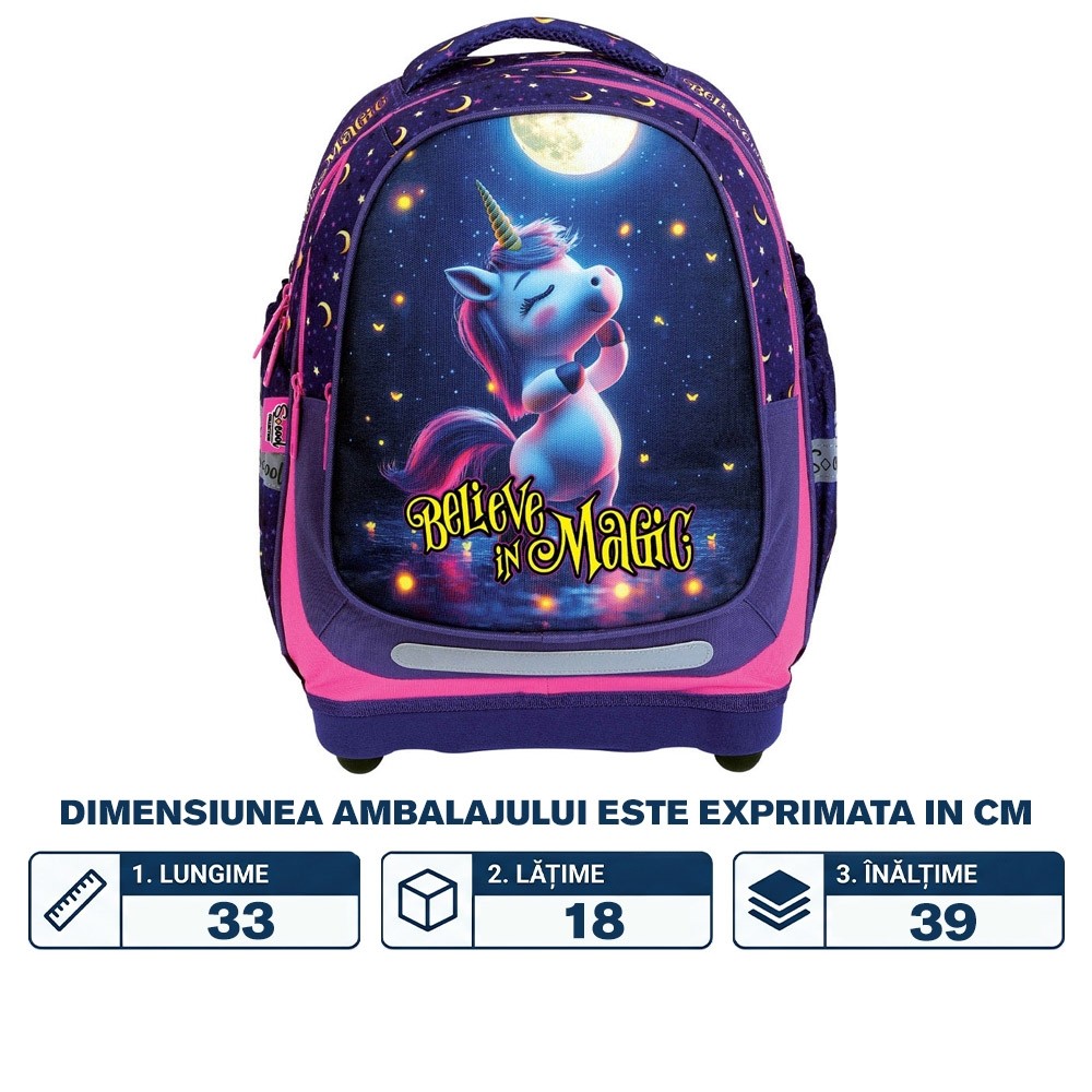 Set micul scolar: Ghiozdan, Penar echipat, Sac sport, Portofel, BELIEVE IN MAGIC - S-COOL