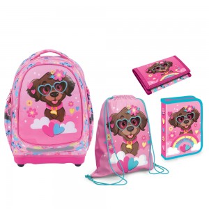 Set micul scolar: Ghiozdan, Penar echipat, Sac sport, Portofel, HAPPY RAINBOW - S-COOL